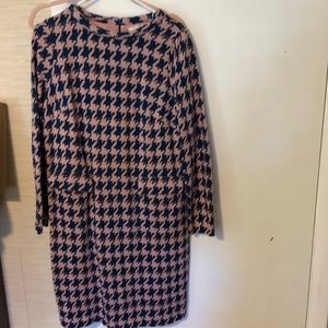 Boden houndstooth dress pink and blue